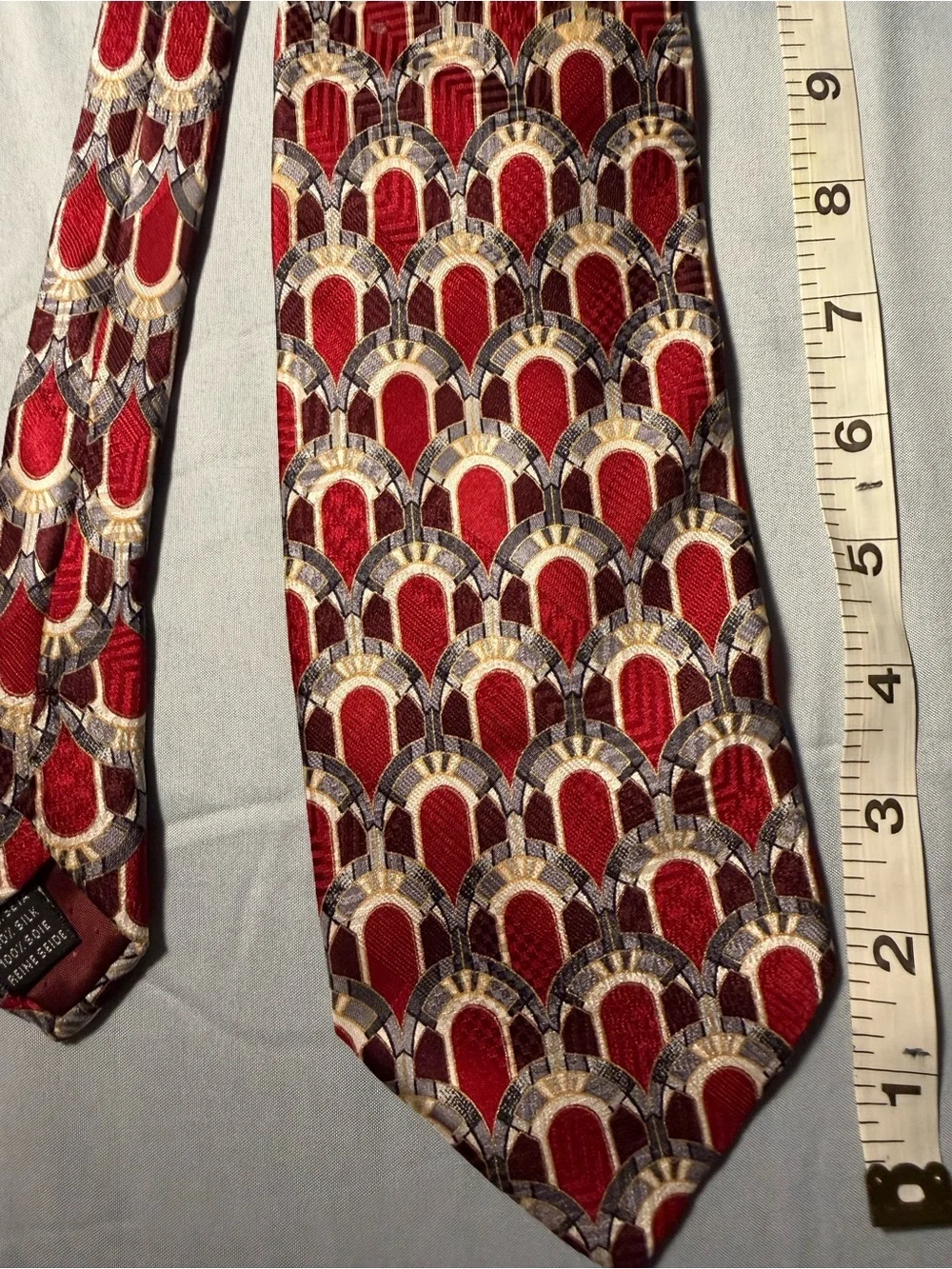 Pavia Red Patterned Men's Silk Tie. Made in Italy
